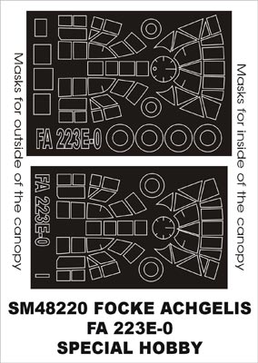 Focke-Achgelis Fa-223E-0 canopy frame paint masks (inside and outside) (designed to be used with Special Hobby kits)