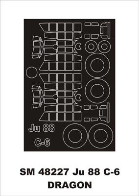 Junkers Ju-88C-6 Night Fighter canopy frame paint masks (inside and outside) (designed to be used with Dragon kits)