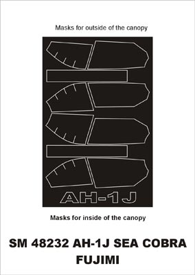 Bell AH-1J Sea Cobra canopy frame paint masks (inside and outside) (designed to be used with Italeri kits)