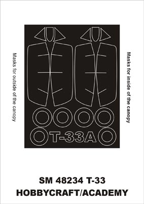 Lockheed T-33 canopy frame paint masks (inside and outside) (designed to be used with Academy kits)