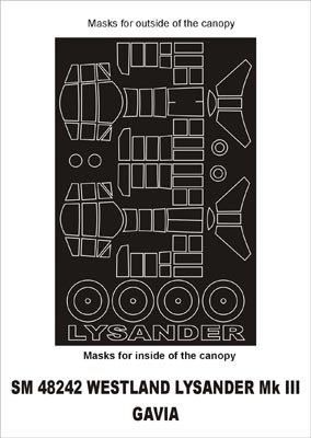 Westland Lysander Mk.III canopy frame paint masks (inside and outside) (designed to be used with Eduard kits and Gavia kits)