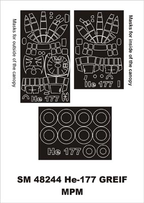 Heinkel He-177A-5 canopy frame paint masks (inside and outside) (designed to be used with MPM and Special Hobby kits)[He-177A-3/He-177A-5]