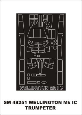 Vickers Wellington Mk.IC canopy frame paint mask (outside only) (designed to be used with Trumpeter kits)