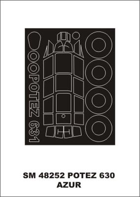 Potez 631 canopy frame paint mask (outside only) (designed to be used with Azur kits)