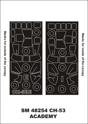 Sikorsky CH-53 canopy frame paint masks (inside and outside) (designed to be used with Academy kits)