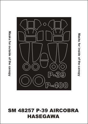 Bell P-39 Airacobra canopy frame paint masks (inside and outside) (designed to be used with Hasegawa kits)[P-400 P-39D P-39N P-39Q P-39Q/N]
