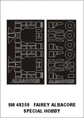 Fairey Albacore Mk.I canopy frame paint masks (inside and outside) (designed to be used with Special Hobby kits)