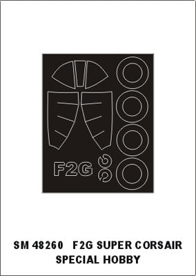 Vought F2G-1/2 Super Corsair canopy frame paint masks (inside and outside) (designed to be used with Special Hobby kits)
