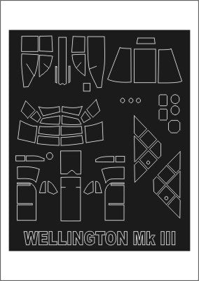 Vickers Wellington Mk.III canopy frame paint mask (outside only) (designed to be used with Trumpeter kits)