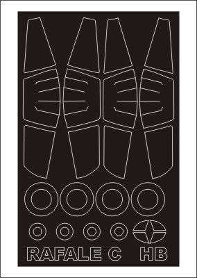 Dassault Rafale C canopy frame paint masks (inside and outside) (designed to be used with Hobby Boss kits)