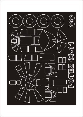 Potez 63-11 canopy frame paint masks (inside and outside) (designed to be used with Azur kits)