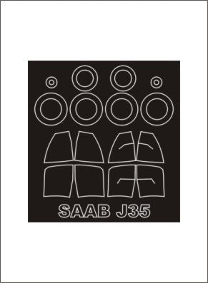 Saab J-35 'Draken' canopy frame paint masks (inside and outside) (designed to be used with Eduard kits and Hasegawa kits) [J-35F/J-35J]