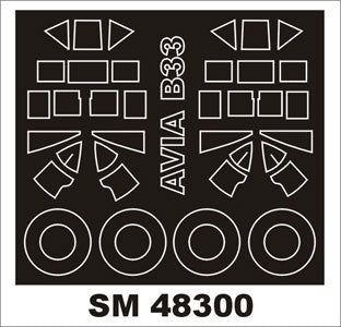 Avia B-33 canopy frame paint masks (inside and outside) (designed to be used with Special Hobby kits)
