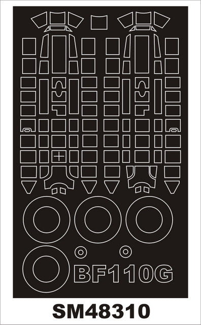 Messerschmitt Bf-110G canopy frame paint masks (inside and outside) (designed to be used with EDUARD kits)