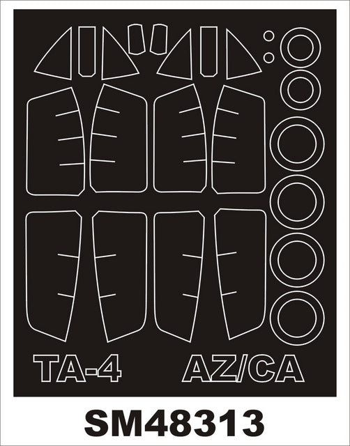 Douglas TA-4H/TA-4J SKYHAWK canopy frame paint masks (inside and outside) (designed to be used with AZ MODELs and Classic Airframe kits)