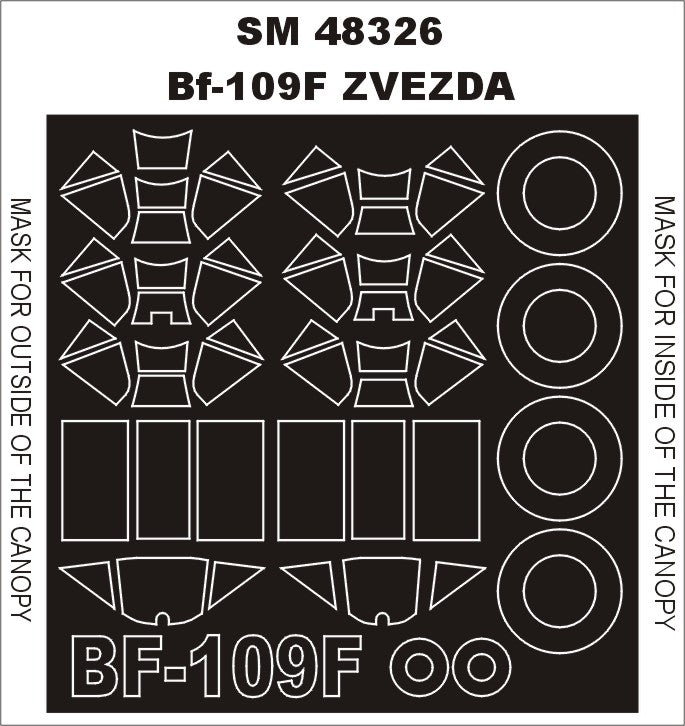 Messerschmitt Bf-109F canopy frame paint masks (inside and outside) (designed to be used with Zvezda kits)