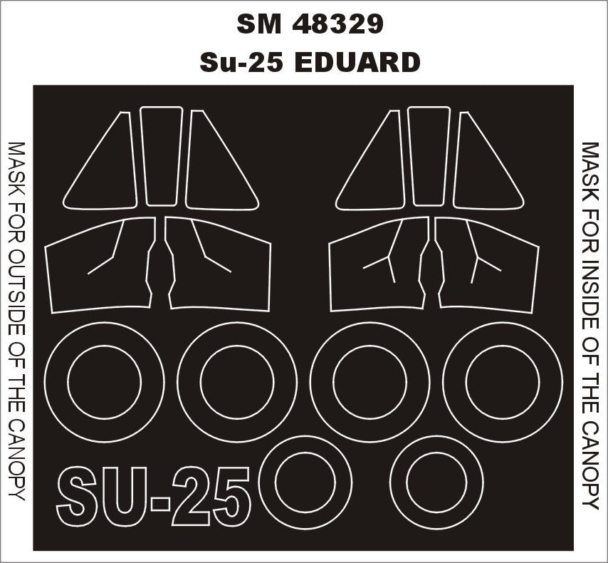 Sukhoi Su-25K canopy frame paint masks (inside and outside) (designed to be used with Eduard kits, KP/Kopro, OEZ and SMER kits)