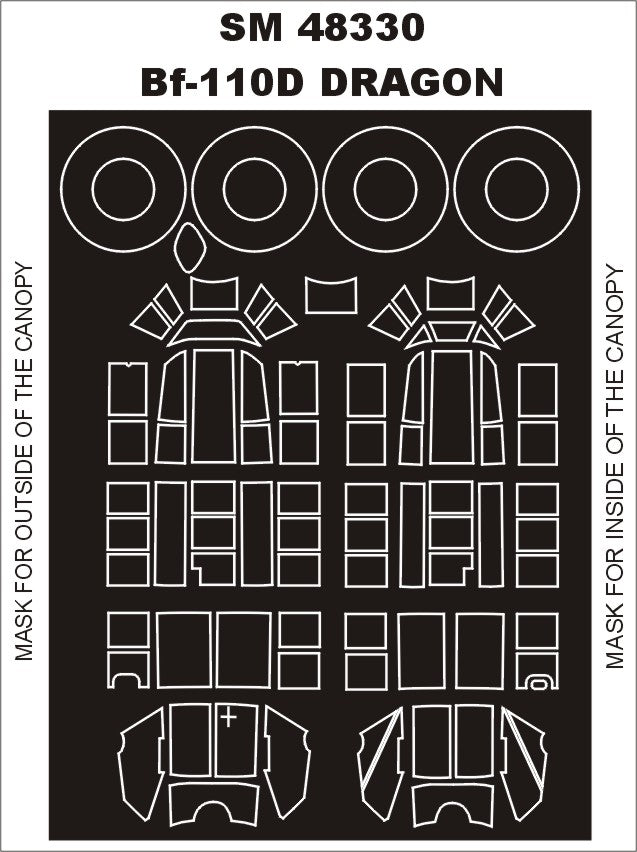 Messerschmitt Bf-110C/D canopy frame paint masks (inside and outside) (designed to be used with DRAGON kits)