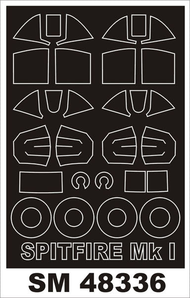 Supermarine Spitfire Mk.I canopy frame paint masks (inside and outside) (designed to be used with Airfix kits)