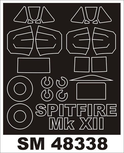 Supermarine Spitfire Mk.XII canopy frame paint masks (inside and outside) (designed to be used with Airfix kits)