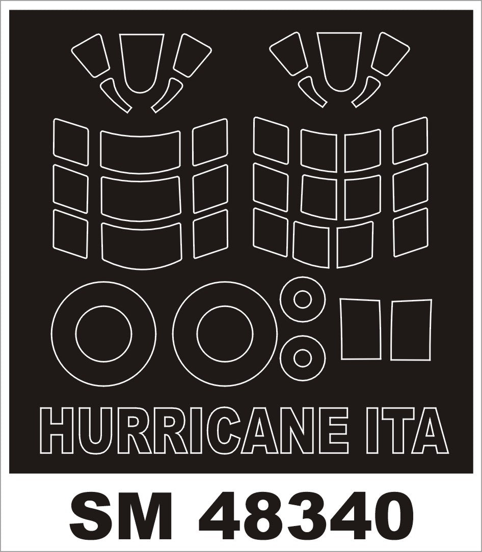 Hawker Hurricane Mk.I canopy frame paint masks (inside and outside) (designed to be used with Italeri kits)