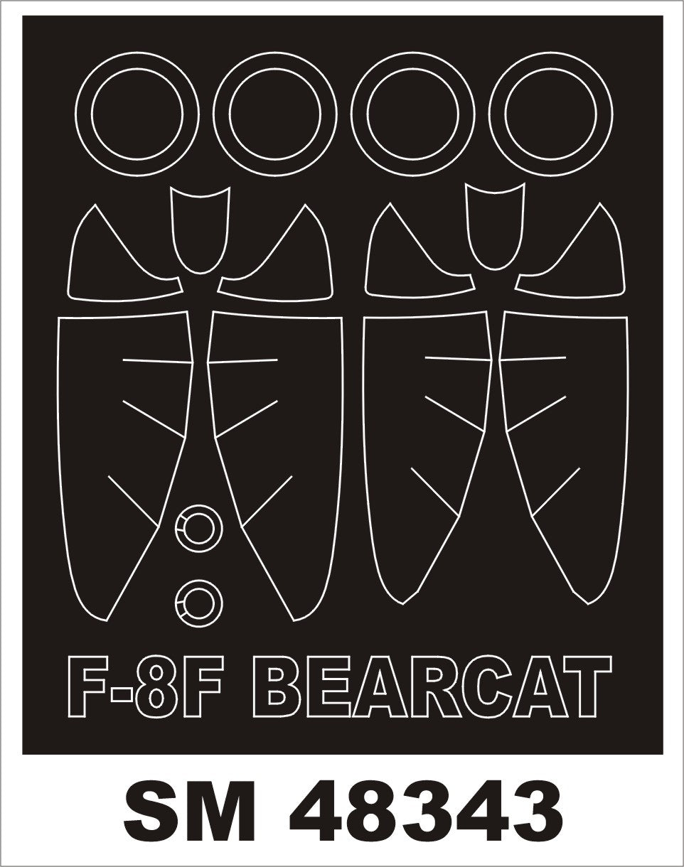 Grumman F8F-1/F8F-1B/F8F-2 Bearcat canopy frame paint masks (inside and outside) (designed to be used with Hobby Boss kits)