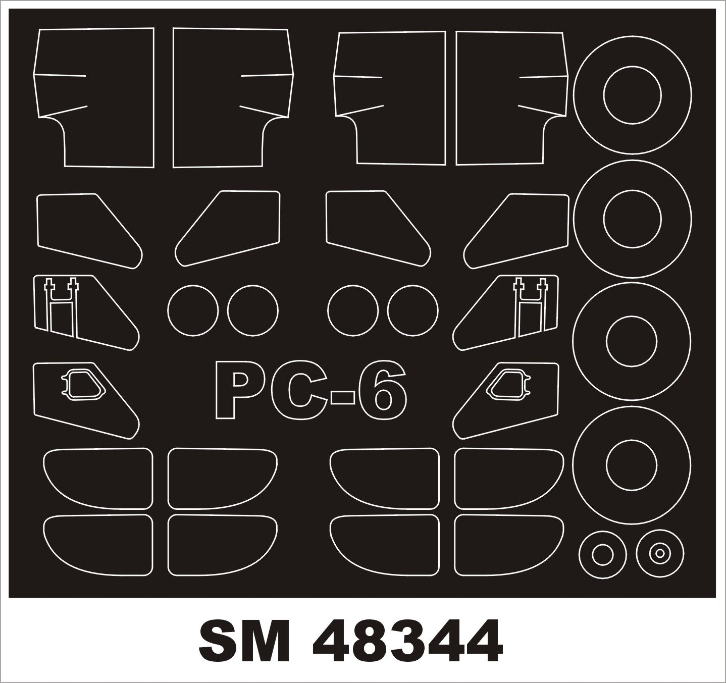 Pilatus PC-6/B1 canopy frame paint masks (inside and outside) (designed to be used with Roden kits)