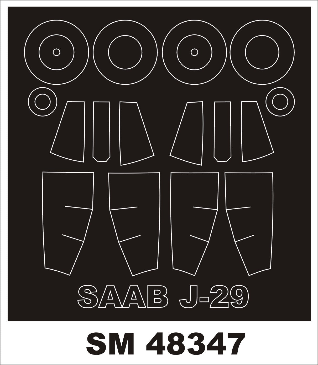 Saab J29 canopy frame paint masks (inside and outside) (designed to be used with AZ Model kits)