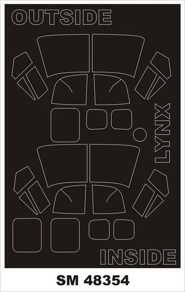 Westland Lynx canopy frame paint masks (inside and outside) (designed to be used with Airfix kits)
