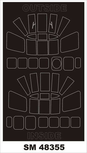 Westland Wessex canopy frame paint masks (inside and outside) (designed to be used with Revell kits)