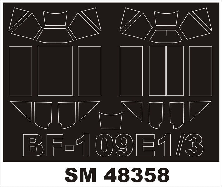 Messerschmitt Bf-109E-1/3 canopy frame paint masks (inside and outside) (designed to be used with EDUARD kits)