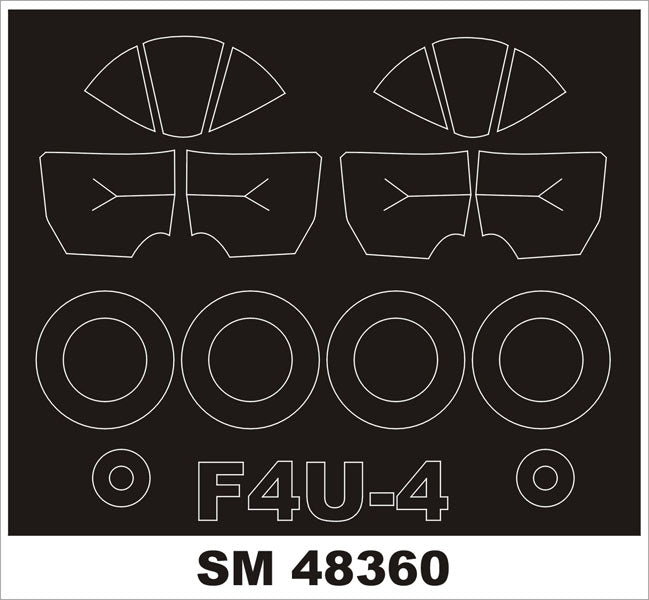 Vought F4U-4 Corsair canopy frame paint masks (inside and outside) (designed to be used with Hobby Boss kits)