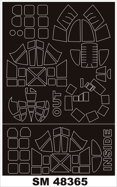 FIAT BR.20M canopy frame paint masks (inside and outside) (designed to be used with Special Hobby kits)