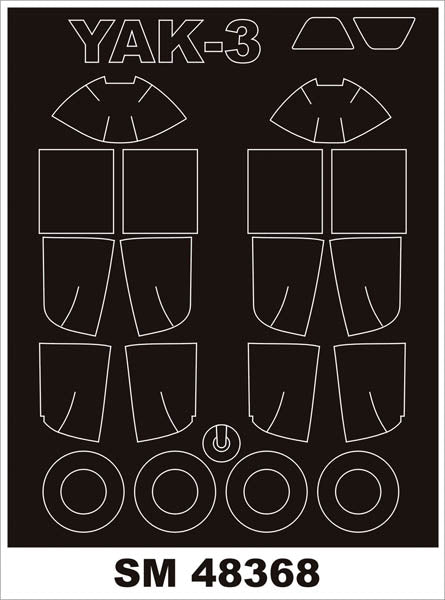 Yakovlev Yak-3 canopy frame paint masks (inside and outside) (designed to be used with Zvezda kits)