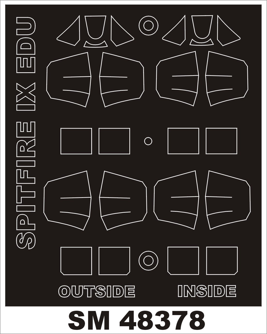 Supermarine Spitfire Mk.IXc canopy frame paint masks (inside and outside) (designed to be used with EDUARD kits)