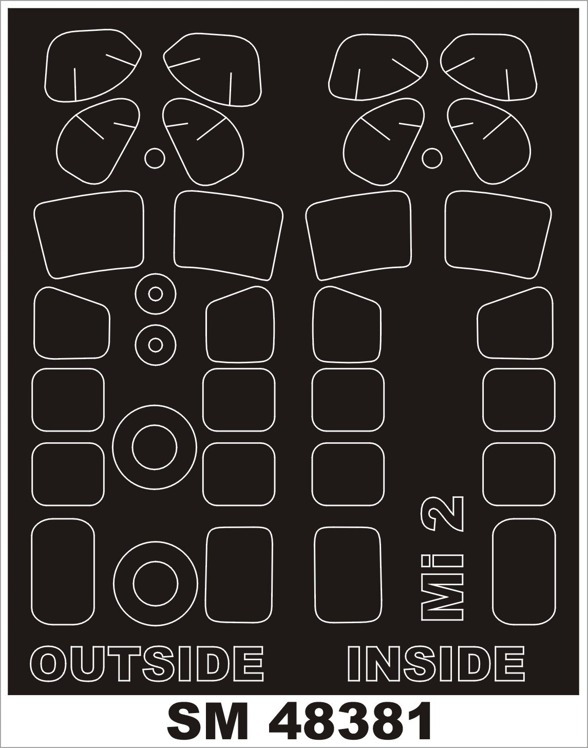 Mil Mi-2 canopy frame paint masks (inside and outside) (designed to be used with AEROPLAST kits)