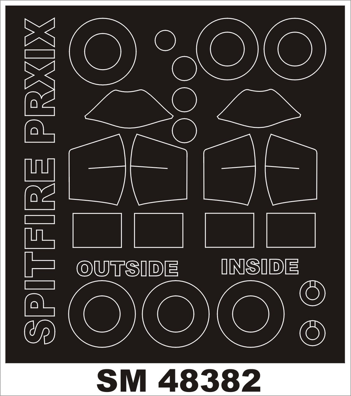 Supermarine Spitfire PR Mk.XIX canopy frame paint masks (inside and outside) (designed to be used with Airfix kits)