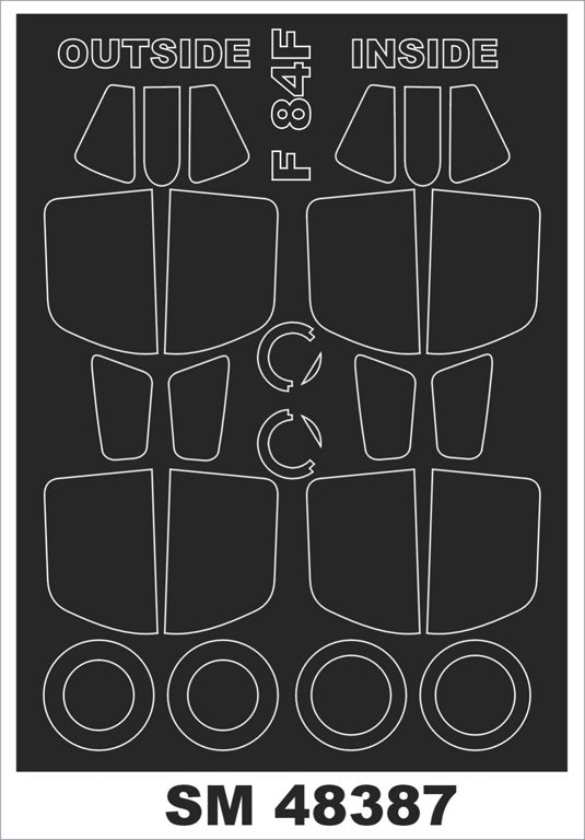 Republic F-84F canopy frame paint masks (inside and outside) (designed to be used with Hobby Boss kits)