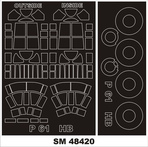 Northrop P-61A/P-61B/P-61C 'Black Widow' (canopy frame paint masks (inside and outside)) (designed to be used with Hobby Boss kits)
