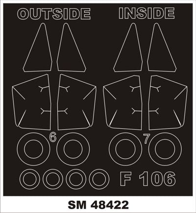 Convair F-106A Delta Dart (canopy frame paint masks (inside and outside)) (designed to be used with Trumpeter kits)