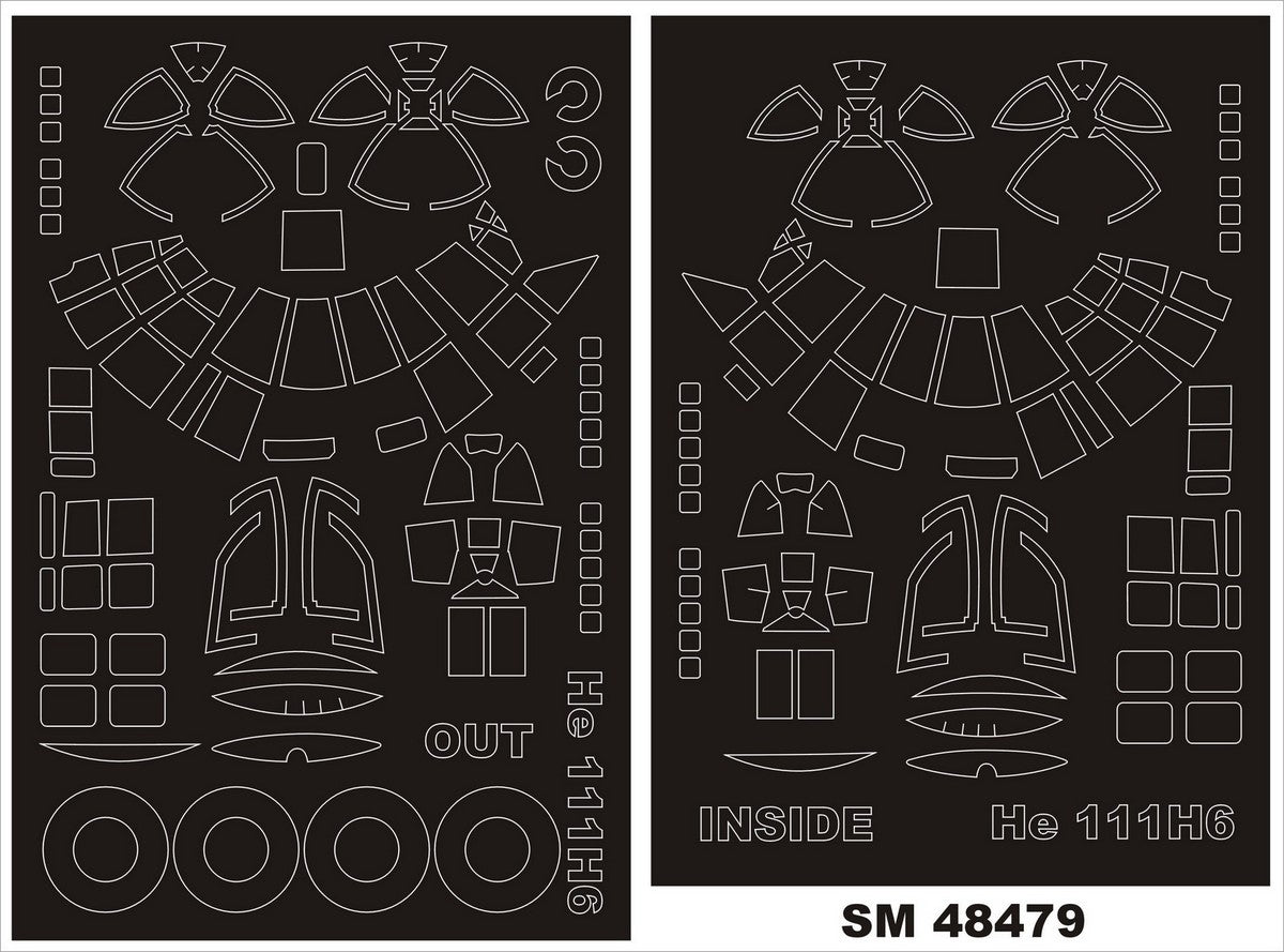 Heinkel He-111H-6 (interior and exterior canopy frame mask) (designed to be used with ICM UA UK kits)