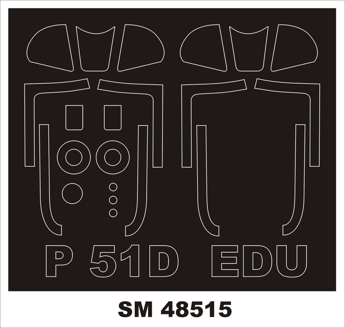 North-American P-51D-5 Mustang 2 canopy frame paint masks (inside & outside) (designed to be used with Eduard ED82101 kits)