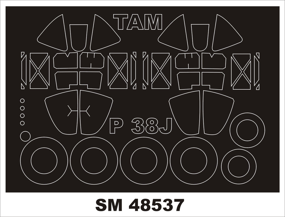 Lockheed P-38J LIGHTNING	 (designed to be used with Tamiya kits) canopy frame paint mask (inside & outside)