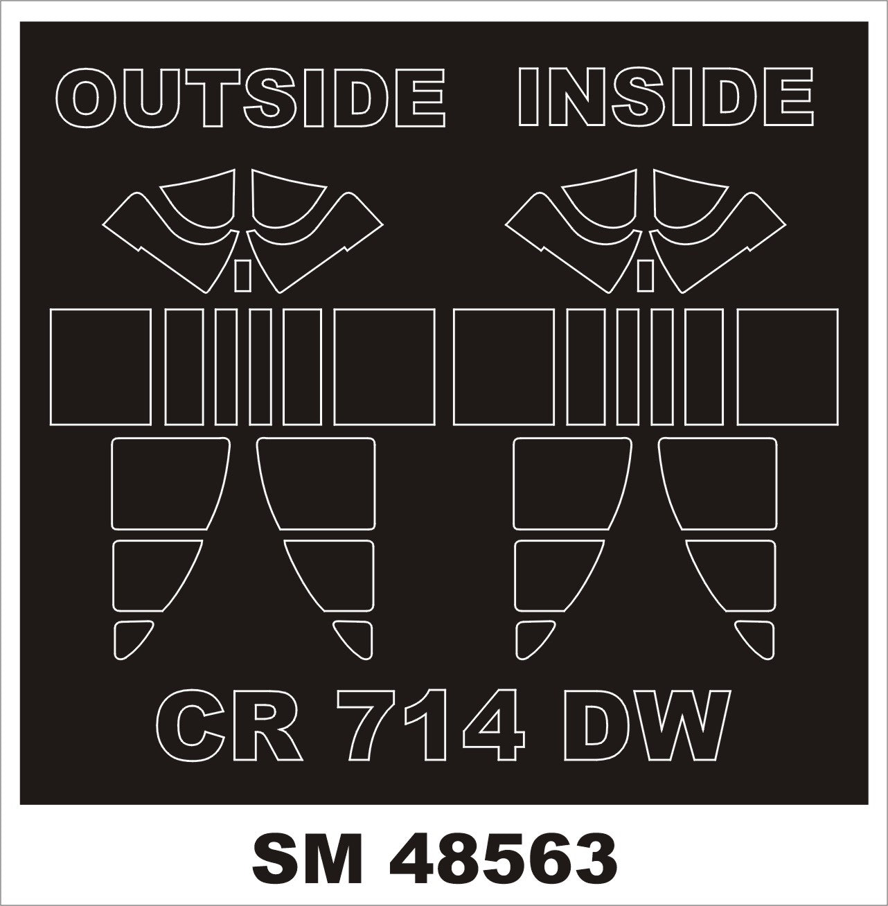 Caudron-Renault CR.714 canopy frame paint mask (inside and outside) (designed to be used with Dora Wings kits)