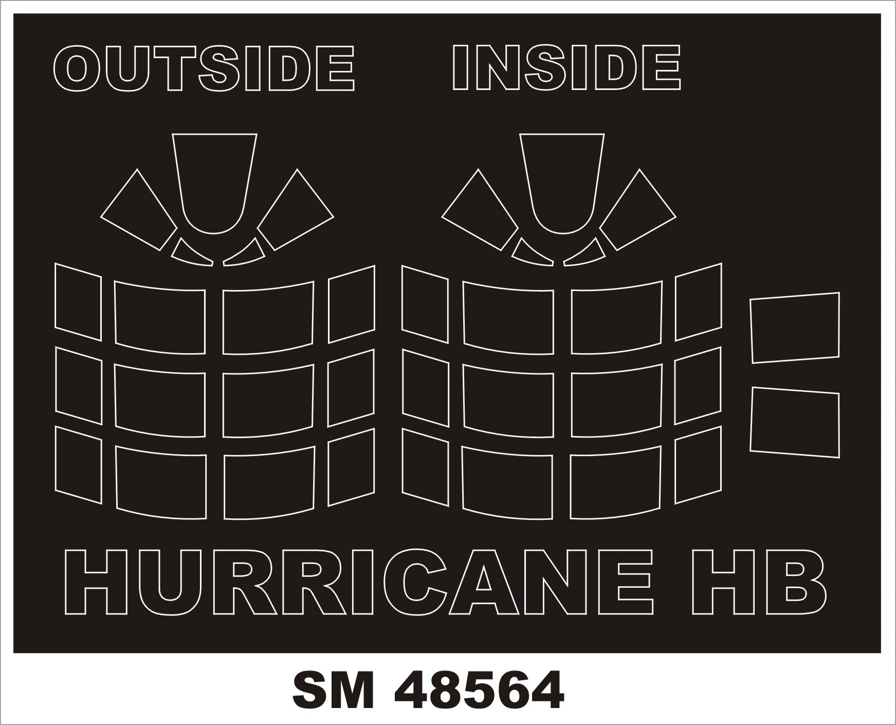 Hawker Hurricane Mk.I canopy frame paint mask (inside and outside) (designed to be used with Hobby Boss kits)