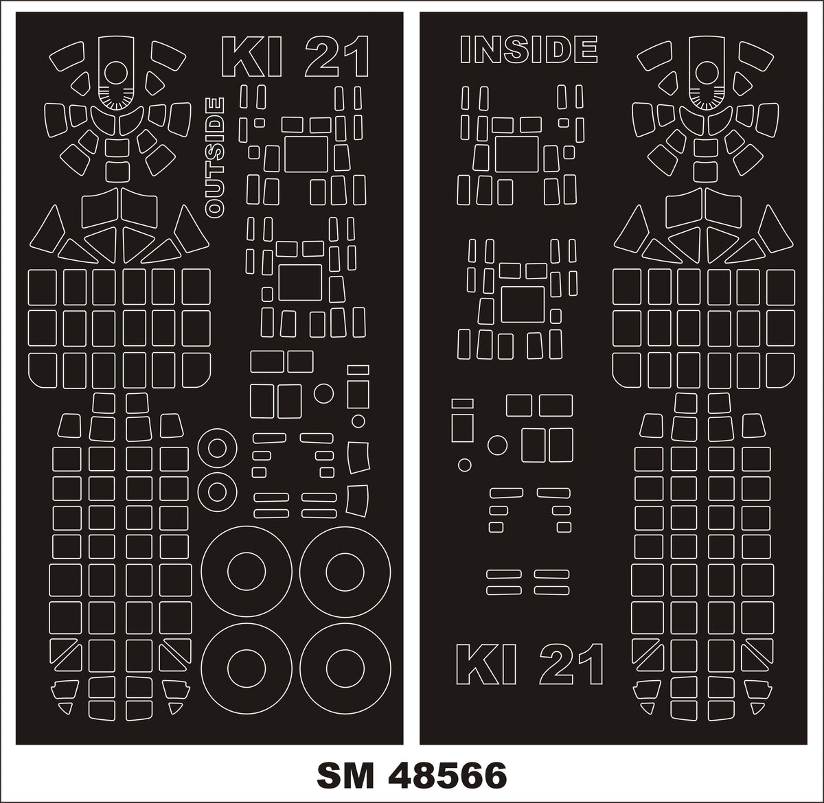 Mitsubishi Ki-21-Ia /Ki-21-Ib 'Sally' canopy frame paint mask (inside and outside) (designed to be used with ICM UA UK kits)