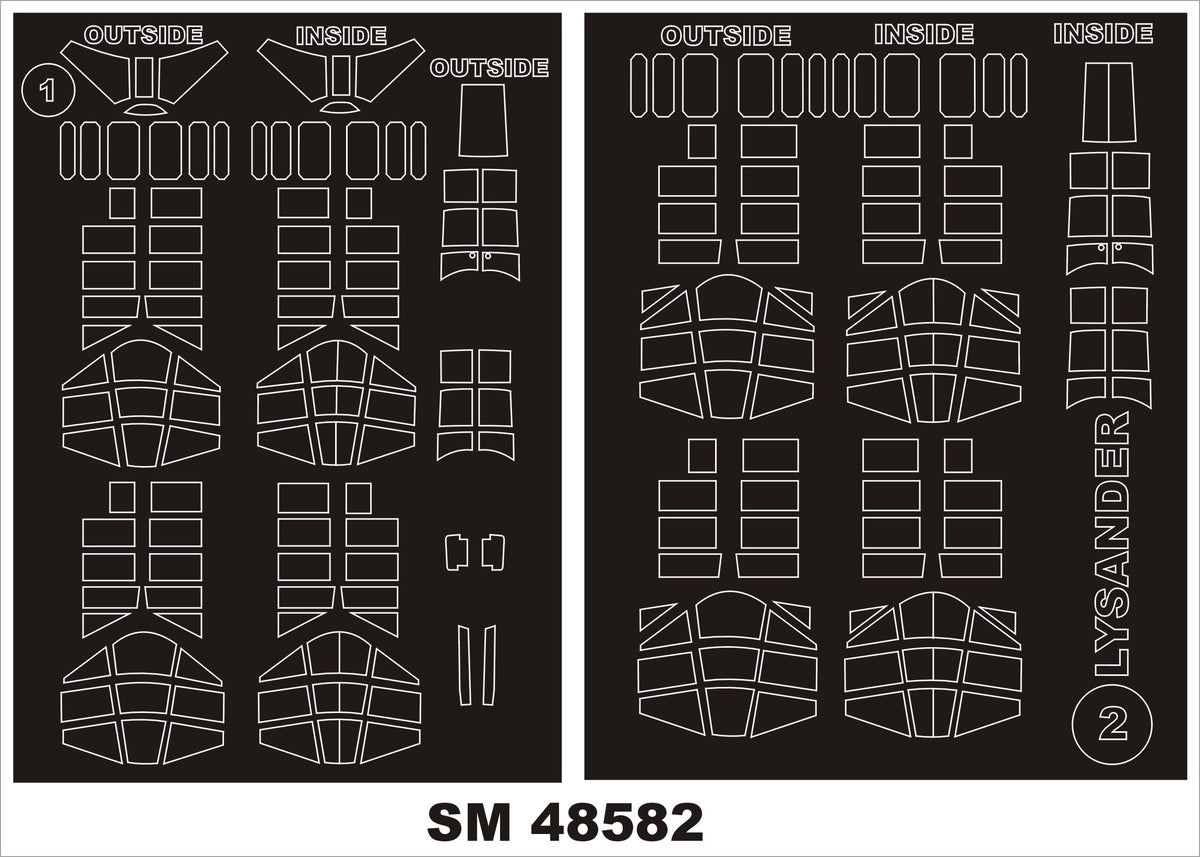 Westland Lysander Mk.I/Mk.III (designed to be used with Airfix kits) canopy frame paint mask (inside & outside)
