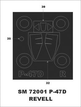 Republic P-47D Thunderbolt 'Bubbletop' wheels and canopy frame paint mask (outside only) (designed to be used with Revell kits)