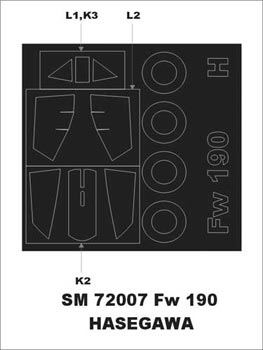 Focke-Wulf Fw-190 canopy frame paint mask (outside only) (designed to be used with Hasegawa kits)) [Fw-190A-6 Fw-190A-8 Fw-190D-9]