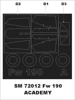 Focke-Wulf Fw-190 canopy frame paint mask (outside only) (designed to be used with Academy kits) [Fw-190A-6 Fw-190A-8 Fw-190D-9]